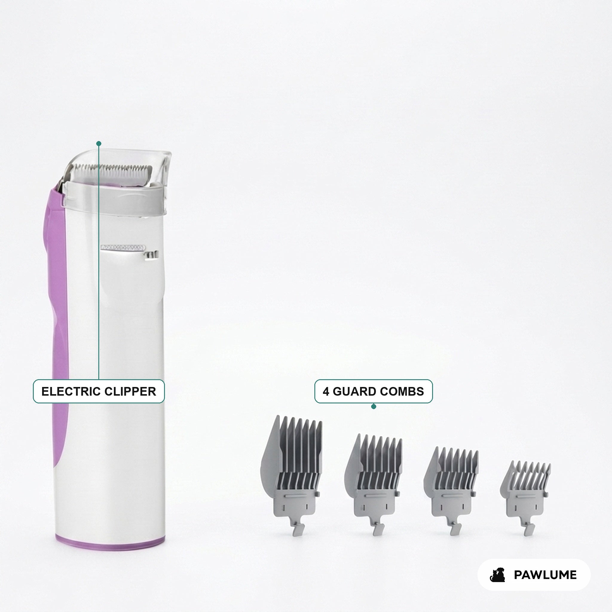 Pawlume grooming vacuum electric clipper and 4 guard combs