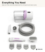 Everything included with the Pawlume grooming vacuum kit